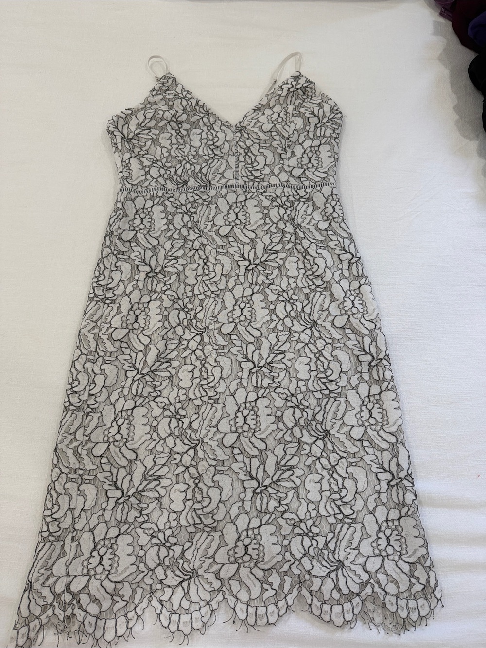 Astr White Slip Dress with Black Floral Lace